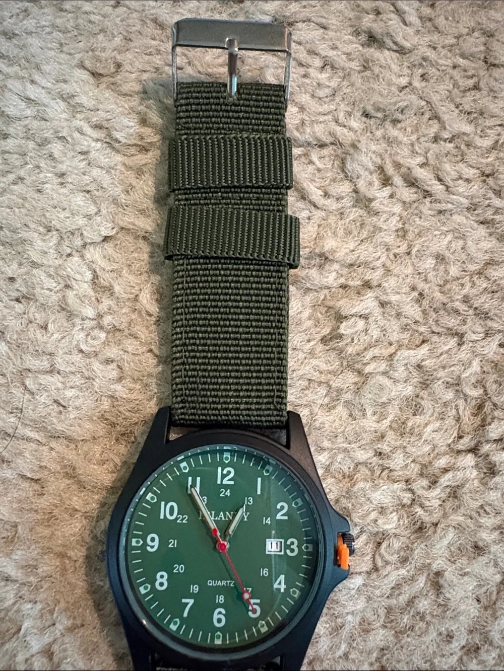 Olive Green Dial Field Watch with Green Nylon Strap